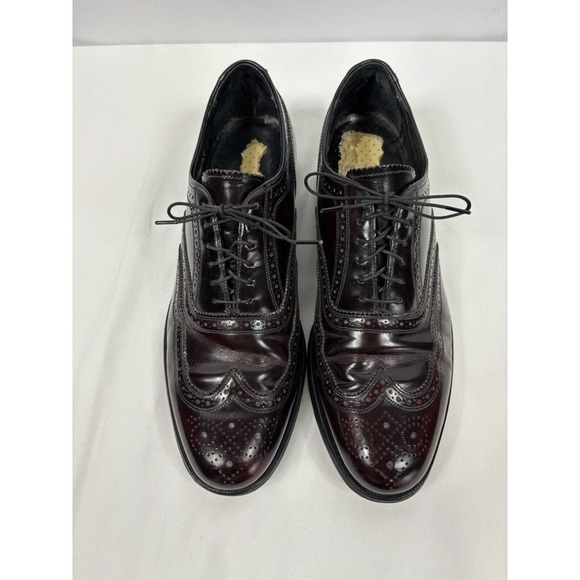 Florsheim Wingtip Dress Shoes Burgundy Patent Leather 10 Made in USA - Picture 12 of 12